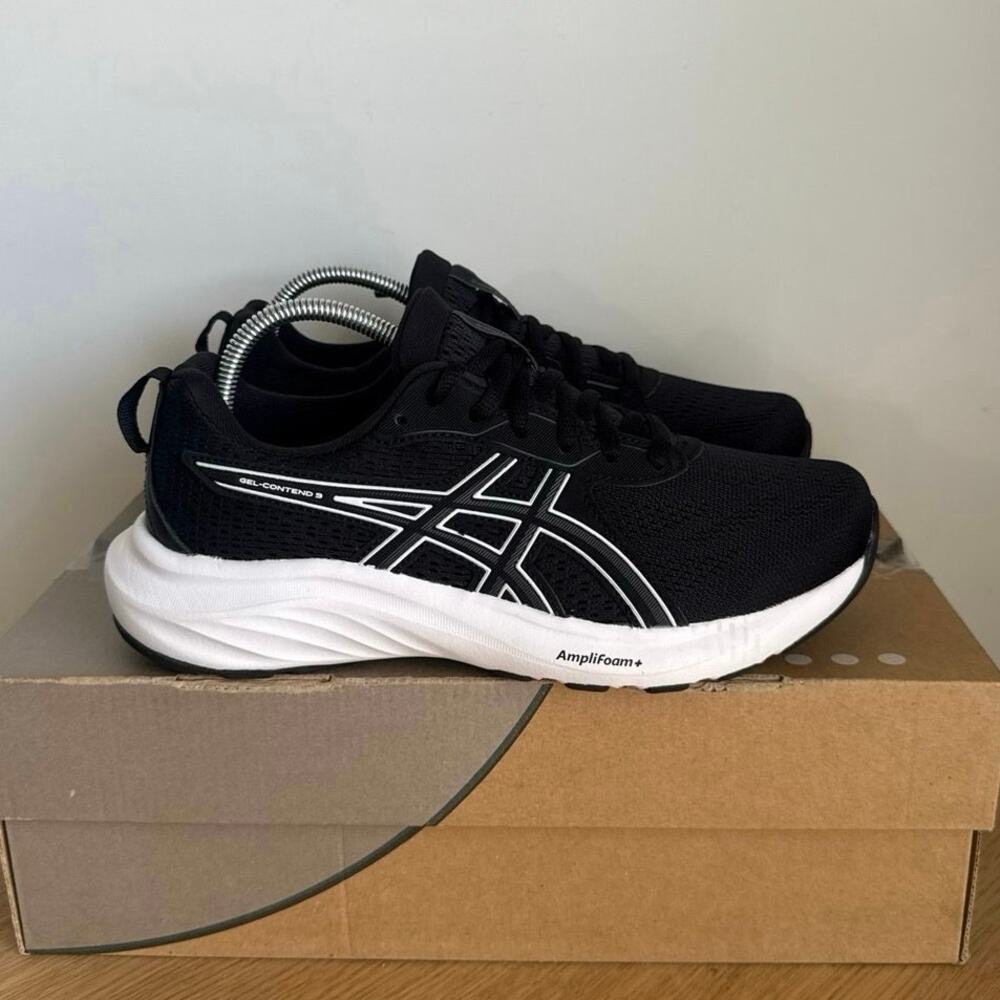 Asics Gel Contend 9 Black/White Women Running Sneakers- SZ 6.5 Wide - Picture 2 of 11